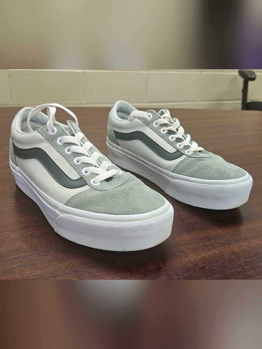 Vans Women's Low-Top Suede & Canvas Sneakers in Sage Green and White